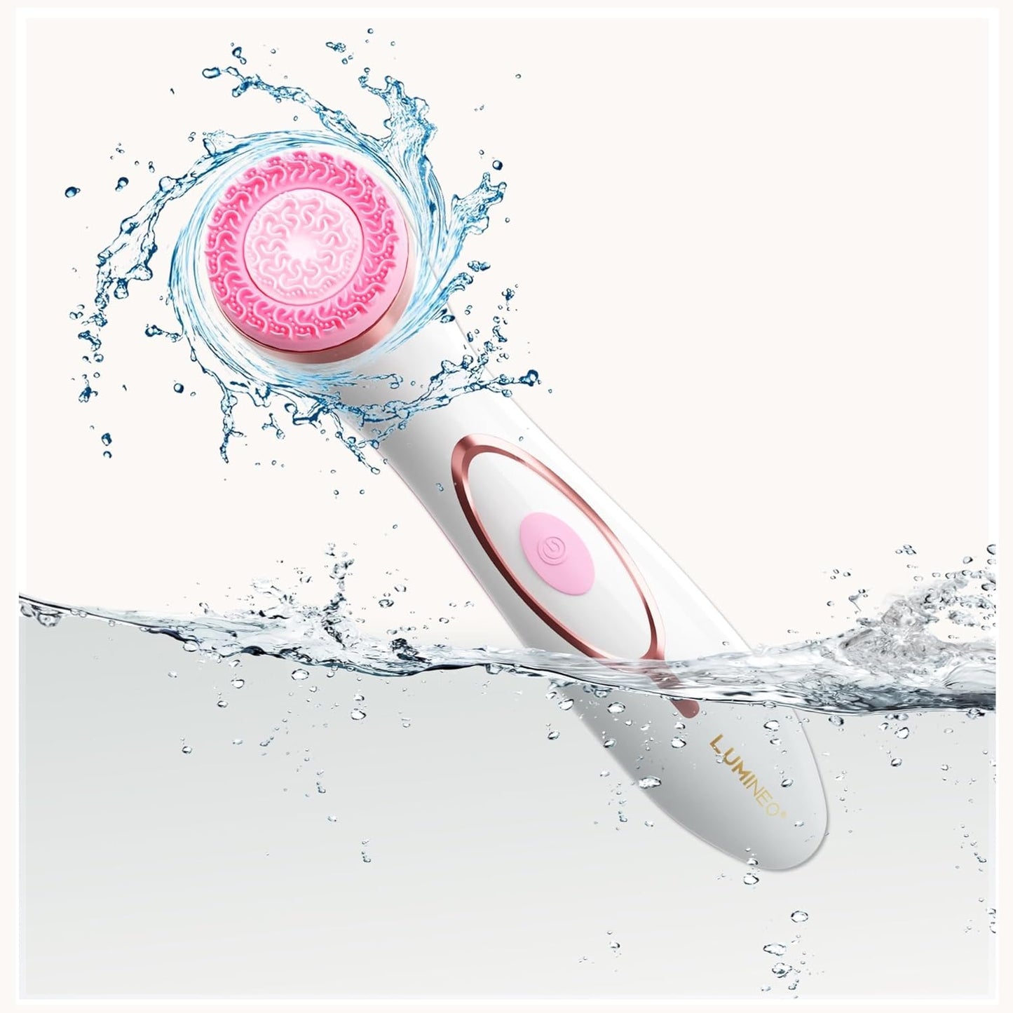 PRO Deep Facial Cleansing, Face Brush with 4 Brush Attachments, USB-C, IPX6 Waterproof, with Matching Cleansing Gel for All Skin Types (Pink)