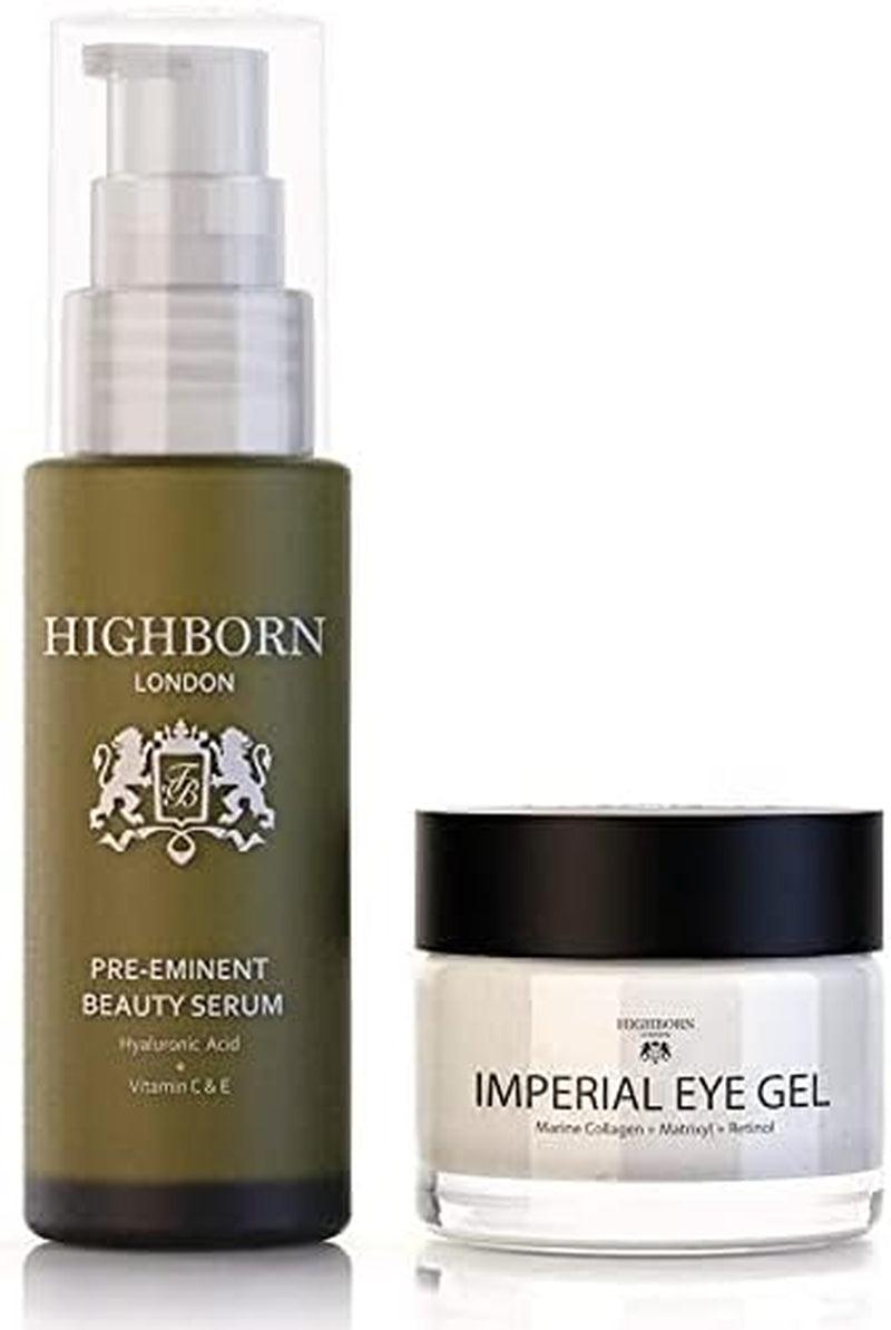 London Revive and Defy Starter Kit - Pre-Eminent Beauty Serum & Imperial Eye Gel for Dark Circles, Puffy Eyes & Wrinkles W/Plant Collagen