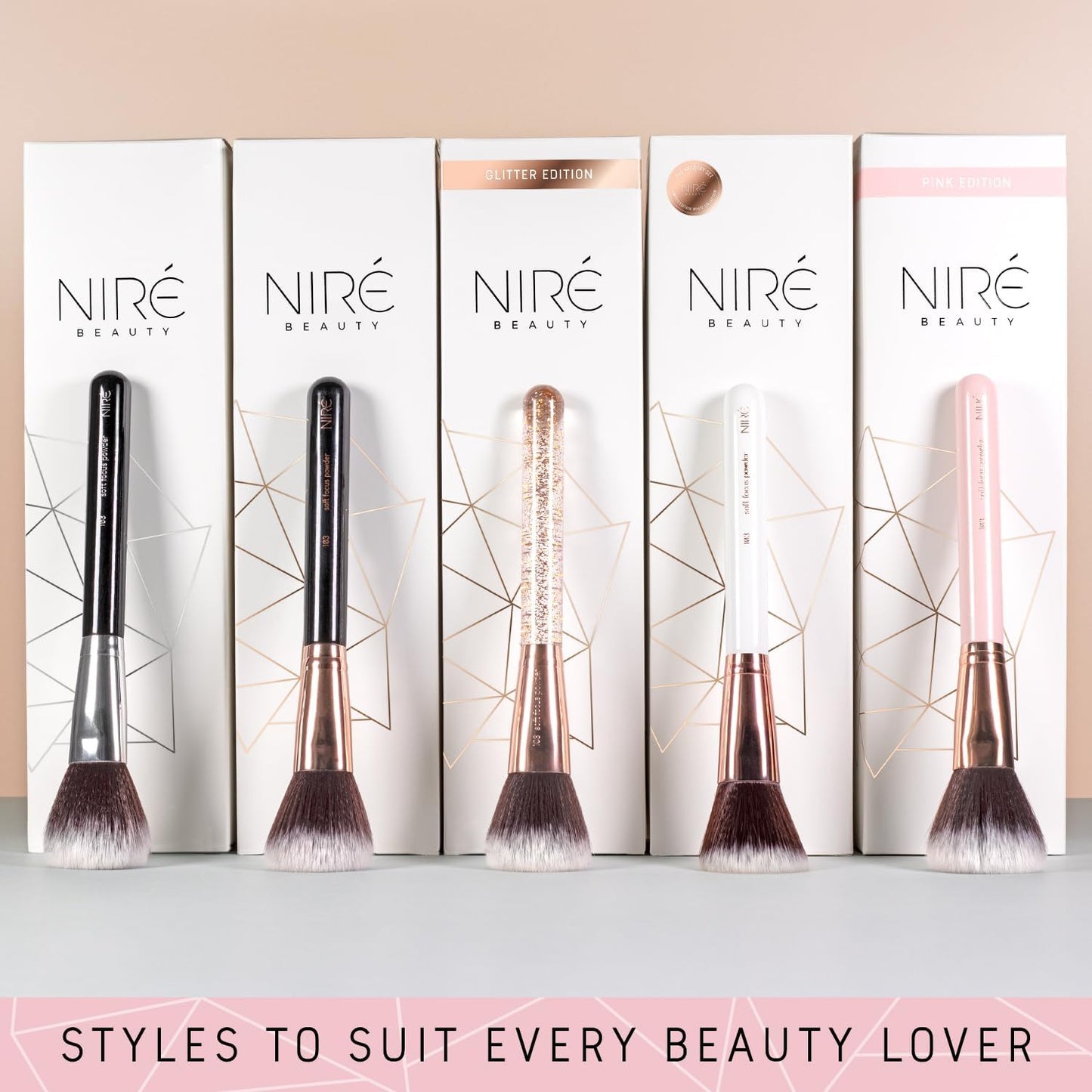 Beauty Makeup Brush Set with Case, Vegan, 15Pc, Pink Rose Gold