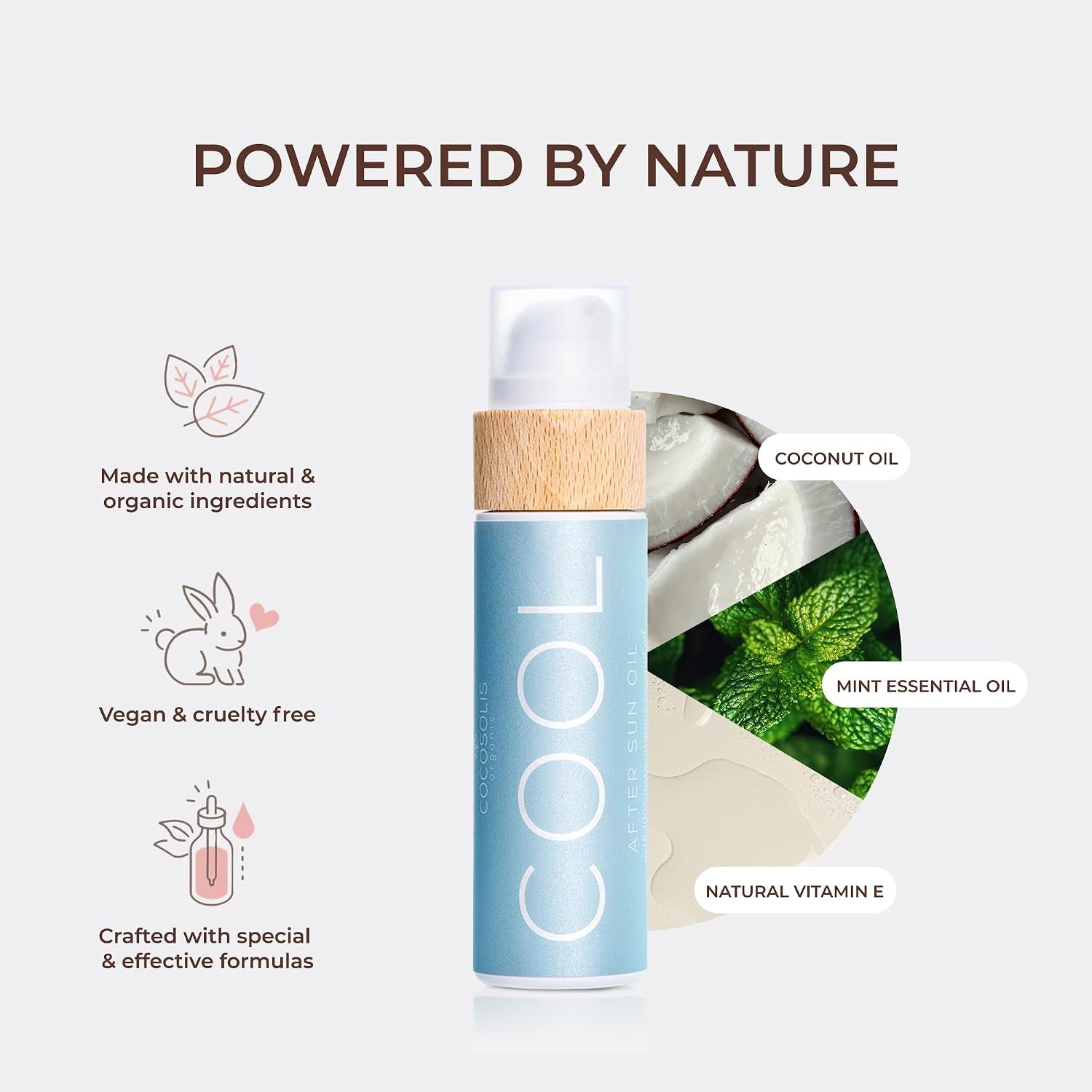 Cool after Sun Organic Oil for Gentle Regeneration after Sunbathing and Solarium, Moisturises, Revitalises and Soothes, Mint Fragrance, Nourishing Oil for Massage (110)