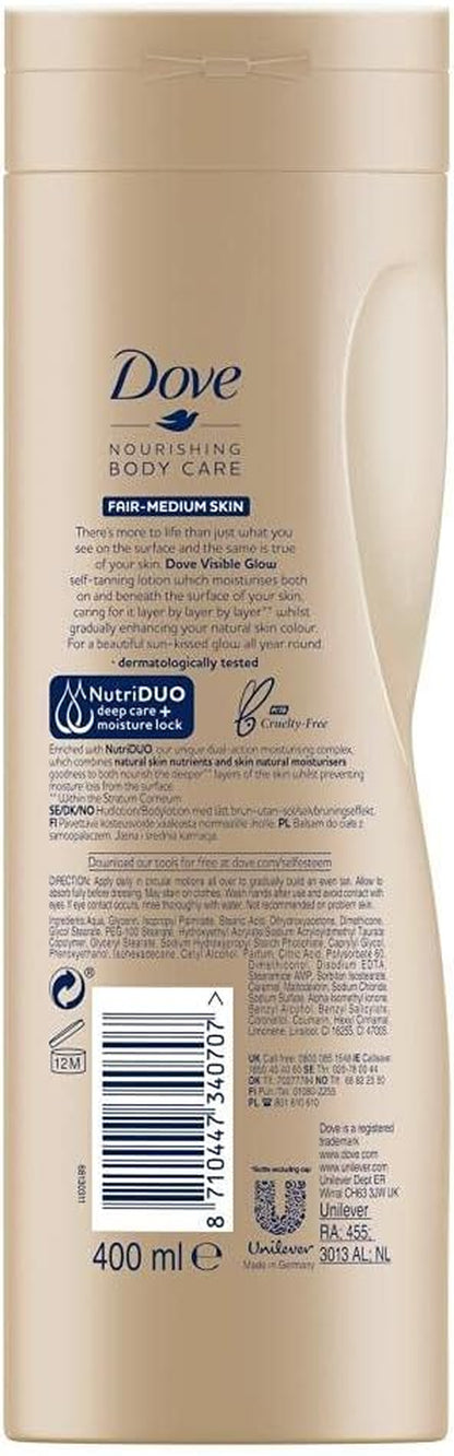 12 Pack of  Nourishing Body Care Visible Glow Gradual Self-Tan Fair to Medium Body Lotion 400Ml