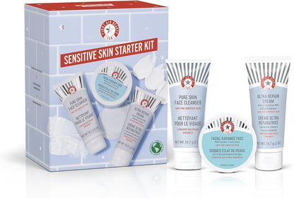 Sensitive Skin Starter Set – 3 Safe Products: Facial Radiance Exfoliating Pads, Pure Skin Face Cleanser & Ultra Repair Cream Moisturiser
