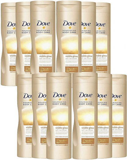 12 Pack of  Nourishing Body Care Visible Glow Gradual Self-Tan Fair to Medium Body Lotion 400Ml