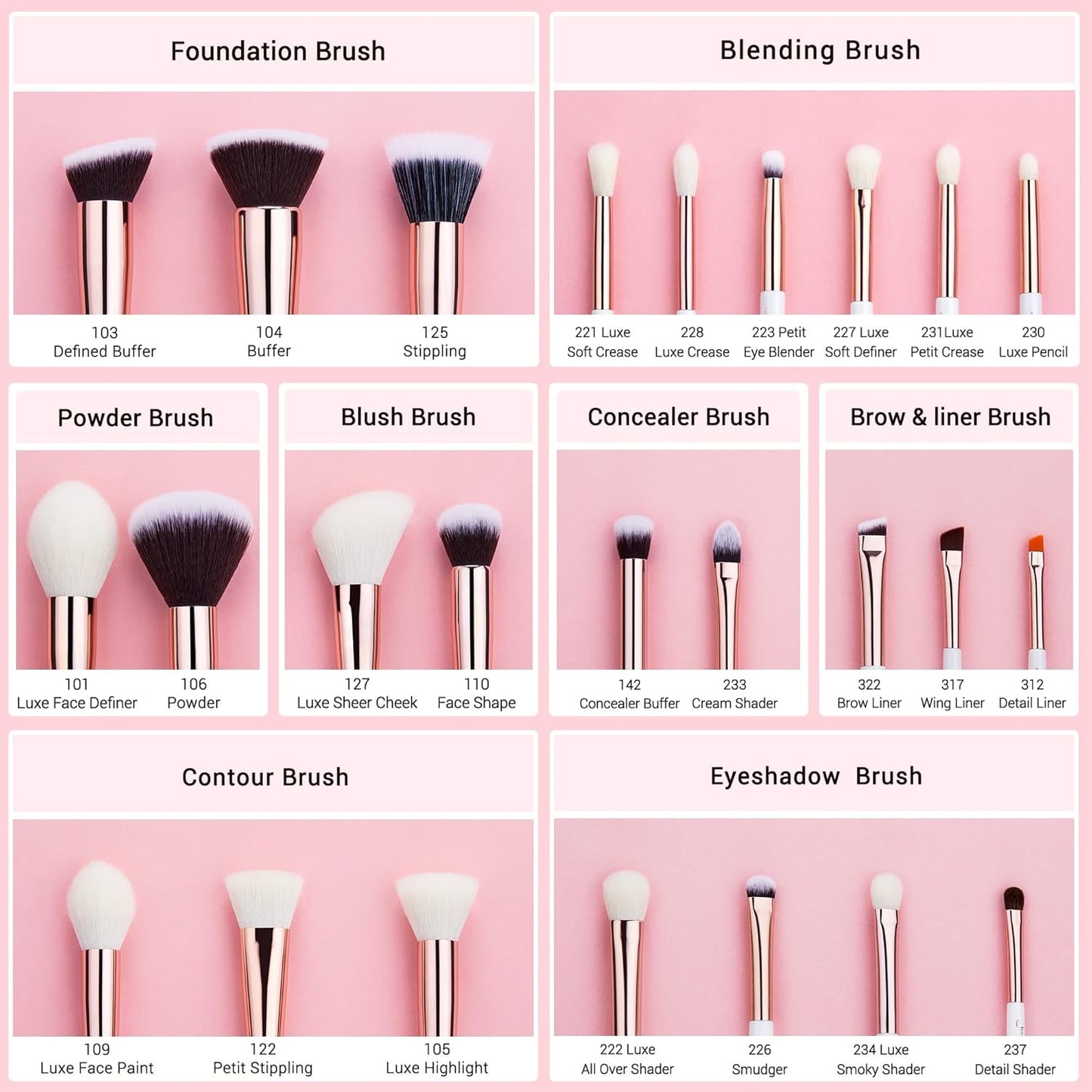 Professional Makeup Brushes 25Pcs Face & Eye Make up Brush Set T215