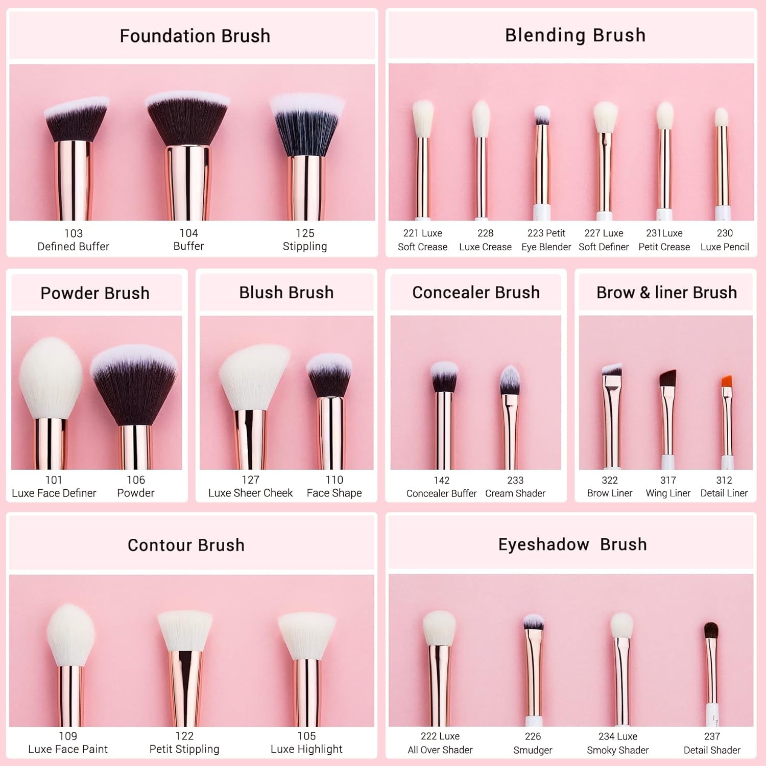 Professional Makeup Brushes 25Pcs Face & Eye Make up Brush Set T215