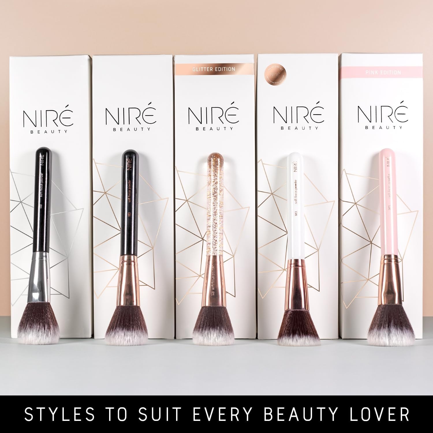 Beauty Professional Makeup Brush Set, Vegan, 15Pc, Black Rose Gold
