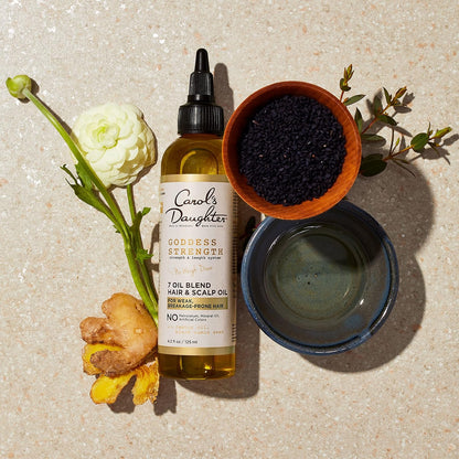 Goddess Strength Sulfate Free Shampoo, Hair Conditioner, Leave in Conditioner & Hair Treatment Oil Made with Castor Oil (4 Products)